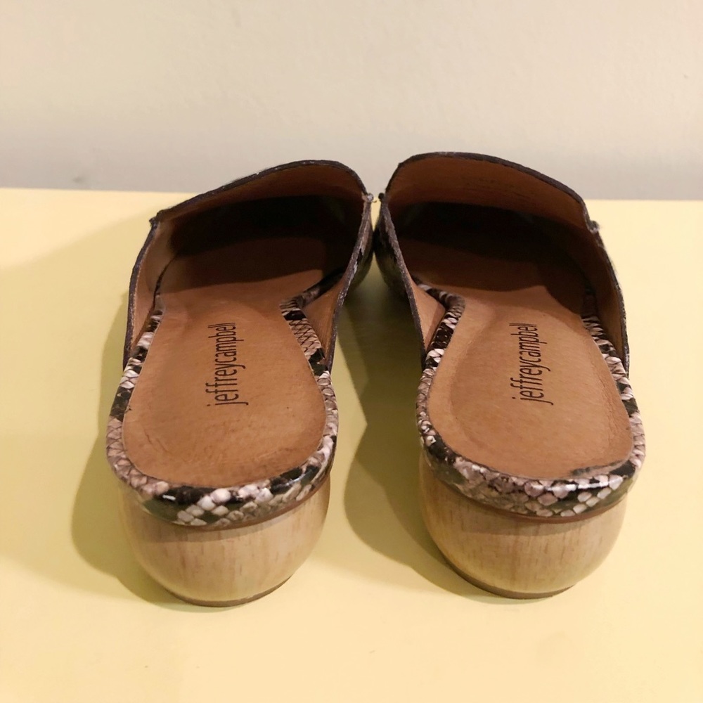 Jeffrey Campbell Snakeskin Leather Vionit Slide Rounded Heel Loafer Mule Shoe - Picture 5 of 6
